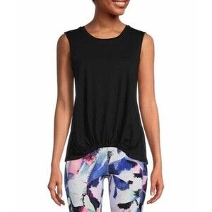 Calvin Klein Performance Womens Cotton Cinched High-Low Top Black size Large